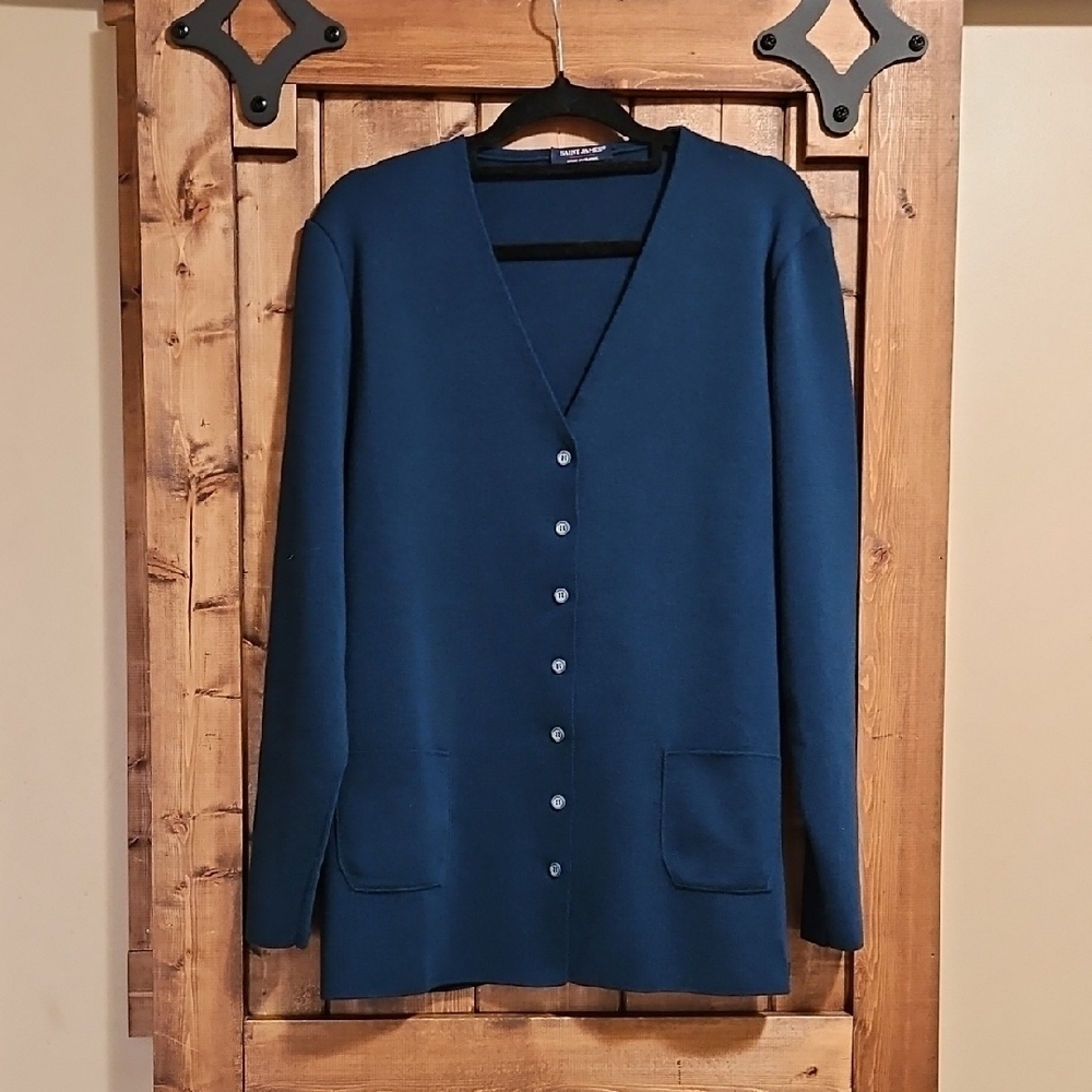 Saint James New Wool Blue Cardigan Sweater Est. Size Large